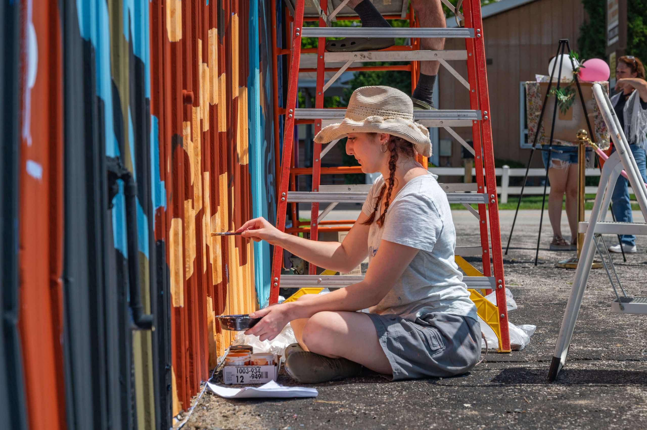 Forged to Flourishing mural - Orchestrated Events, Valparaiso, IN by Sophie Groenstein. Photo by Alderson Photography.