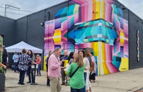 Unveiling of Valpo Creates in INdiana mural at Blockhead Beerworks, 2023. Valparaiso, Indiana.