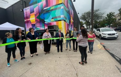 Unveiling of Valpo Creates in INdiana mural at Blockhead Beerworks, 2023. Valparaiso, Indiana.