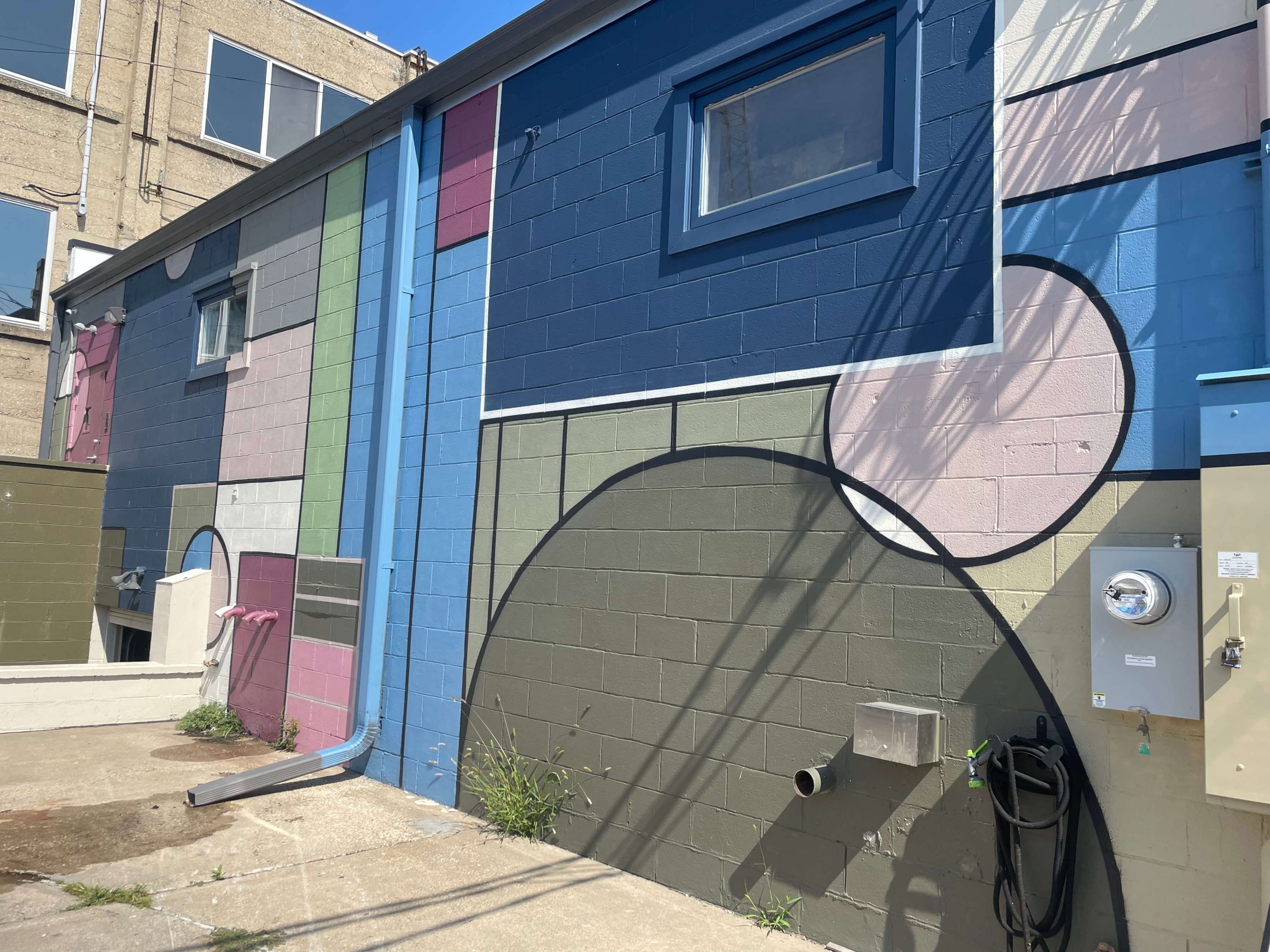 Wright Angled mural - Nextdoor at Birdie’s, 2024 in Valparaiso, IN by Gabe Barajas