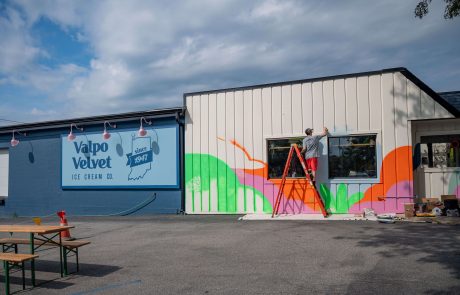 The Dunes Symposium mural - Valpo Velvet Ice Cream, Valparaiso, IN by Mitchell “SureDidit” Schuring. Photo by Alderson Photography.