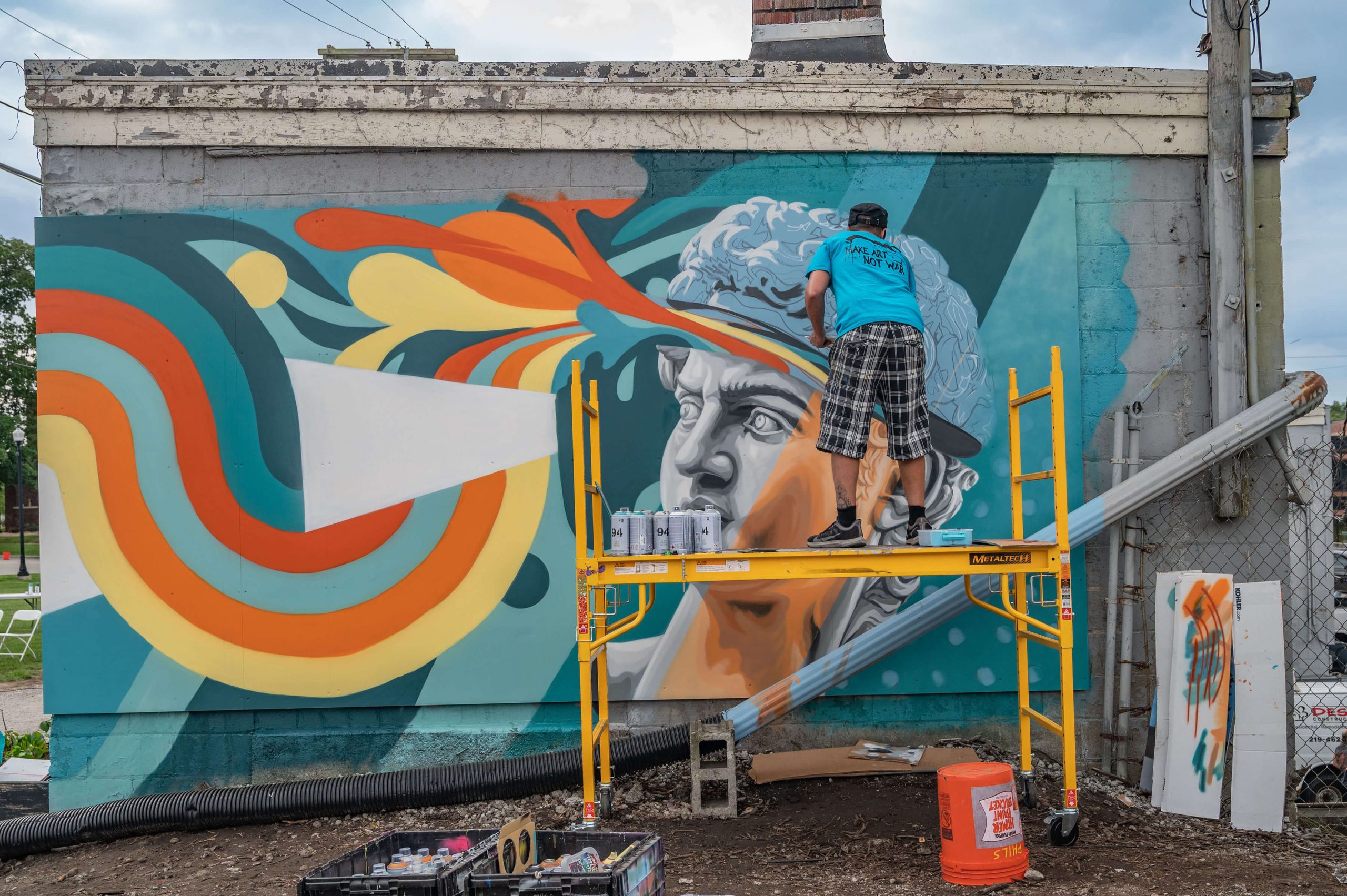 Battle of Classic Eras mural - Valpo Creates Center, 2025 in Valparaiso, IN by Phillip Seth. Photo by Alderson Photography.
