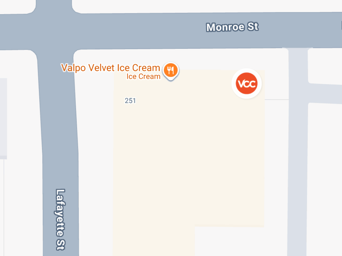 Map location of Forged to Flourishing mural in Valparaiso, IN