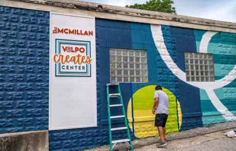 Battle of Classic Eras east mural - Valpo Creates Center, 2025 in Valparaiso, IN by Castulo Kuaze Perez