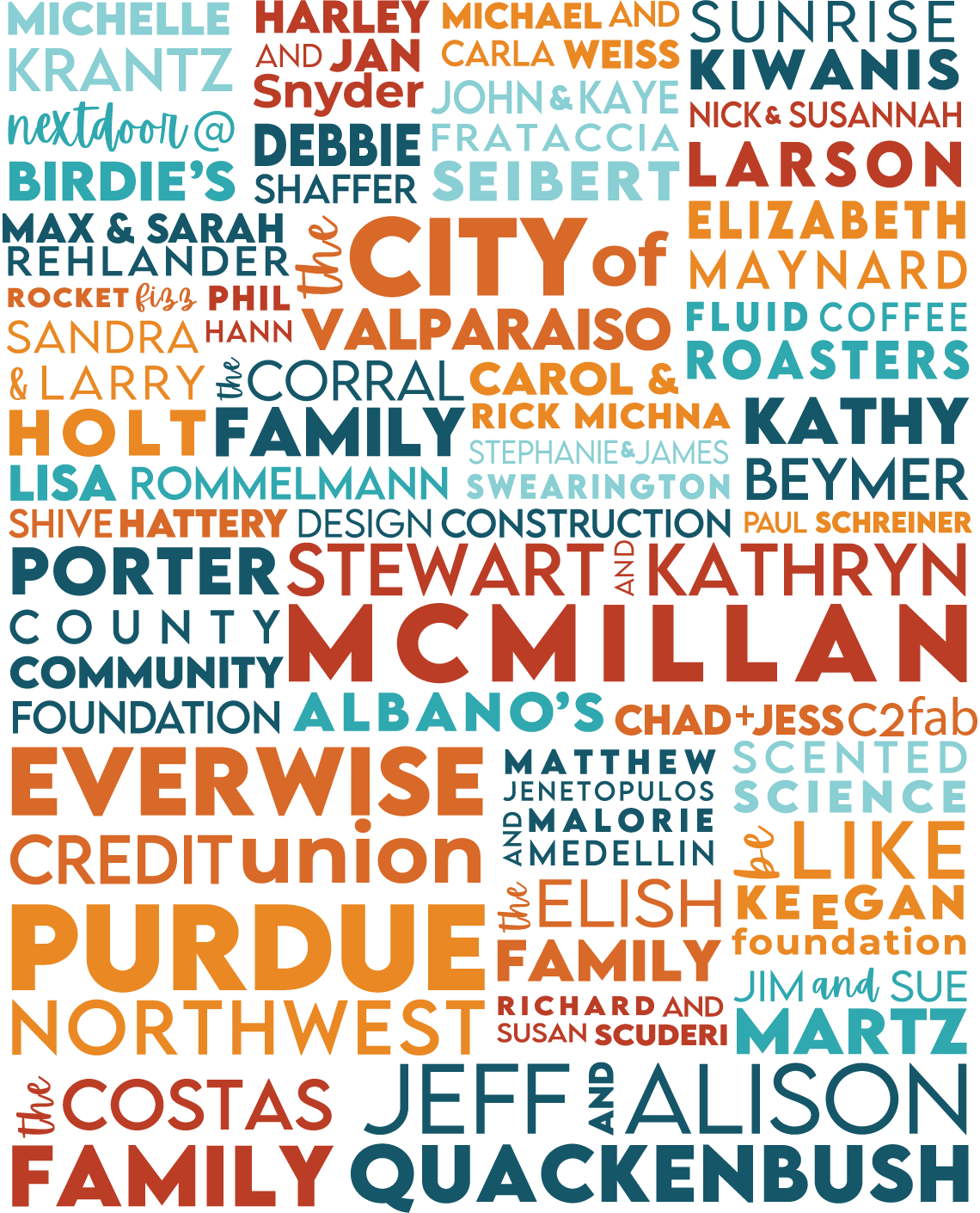 Valpo Creates Center Donor Wall - Phase 1