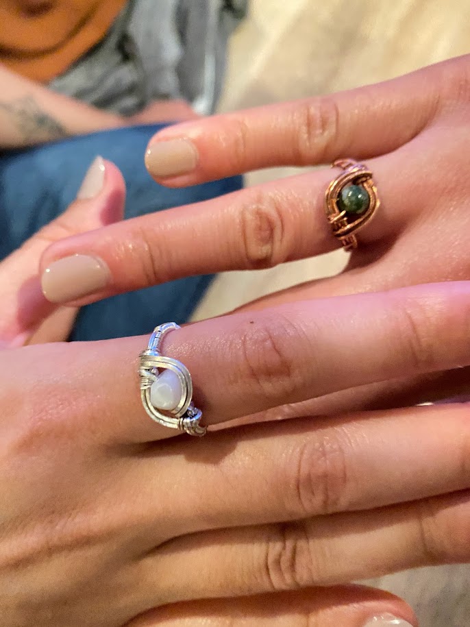 Wire wraps jewelry making classes with Abigail at Valpo Creates Center in Valparaiso, IN
